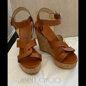 Jimmy Choo Aleili 120 leather platform wedge 8-8.5